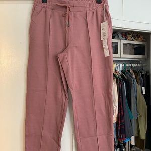 Small pink high rise drawstring ankle pant